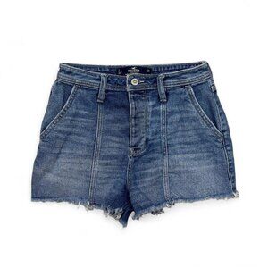 Hollister Denim High Rise Shorts Cut Off Front Seams‎ Dark Wash Size 3/26